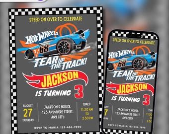 Editable Hot Cars Birthday Invitation, Wheels Birthday Invite, Cars Party Invite, Editable Canva Template