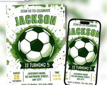 Editable Soccer Birthday Invite, Soccer Invitation Template, Boy Birthday Party Invite, Soccer Party Invitation