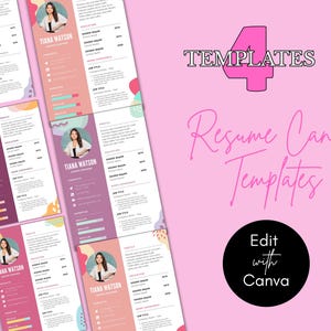 Currículo Canva colorido para iniciantes, currículo Canva bonito para estudantes com modelos de carta de apresentação e cartão de visita (modelo de currículo Canva)