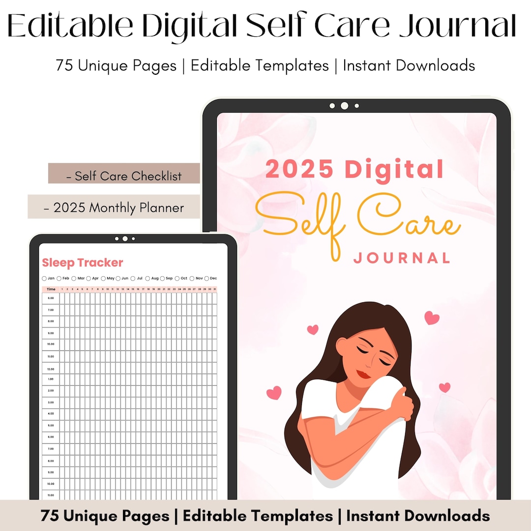 Digital Self Care Journal, Self Care Planner, Wellness Journal ...