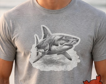 Men's Cotton T-Shirt – Classic Fit | White Shark Ocean Tee