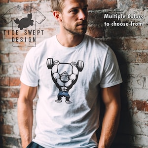 Weight Lifting Gorilla Unisex Tee, Workout Gorilla Graphic T-Shirt, Fitness Enthusiast Apparel, Gym Lover Shirt, Muscle Building Tee,