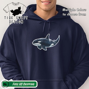 Watercolor Orca Hoodie, Killer Whale Sweatshirt