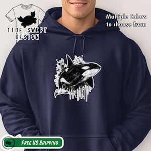 Ink Splatter Orca Hoodie, Killer Whale Sweatshirt