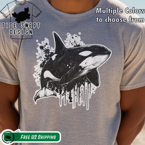 Ink Splatter Orca TShirt, Unisex T-Shirt for Killer Whale Lovers