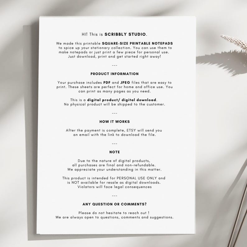 30 Printable Square Notepad Designs – Minimalist Digital Notepads for ...