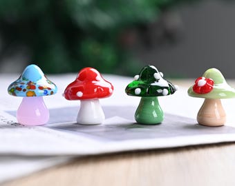Handmade Colorful Glass Mushroom Set – Miniature Sculptures