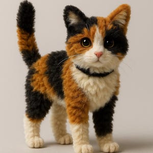 カスタムパイプクリーナー シェニールウールステム 猫の彫刻、パーソナライズされたペットの置物、リアルな猫のぬいぐるみレプリカ、犬のメモリアル記念品
