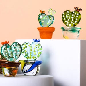 Handmade Mini Glass Cactus – Succulent Desk Ornament