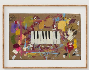 Play It Cool Abstract Piano Physical Art Print | Modern Art Gallery Wall Statement Piece Home Decor | Paint Splatter | Jazz Music