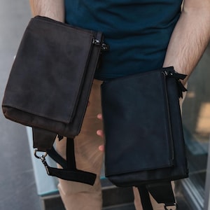 Sling Bag Men, Leather Chest Bag, Compact Crossbody, Chest or Shoulder Wear, Stylish Small Bag, Custom Gift Idea for Boyfriend
