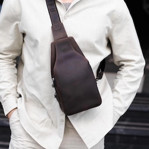 Leather Sling Bag Men: Handmade Crossbody Travel Fanny Pack