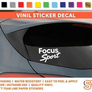Focus Sport Vinyl Decal for Ford Focus | Rear Window Car Sticker | Waterproof Custom Colours