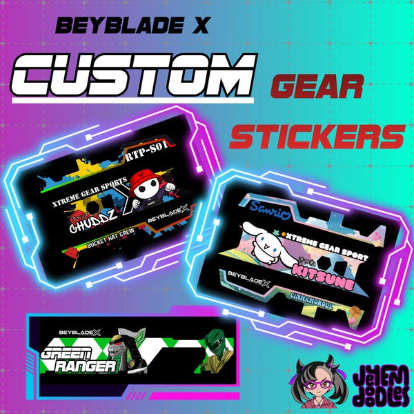 Beyblade X CUSTOM-uitrustingsstickers en Battle Pass-stickers