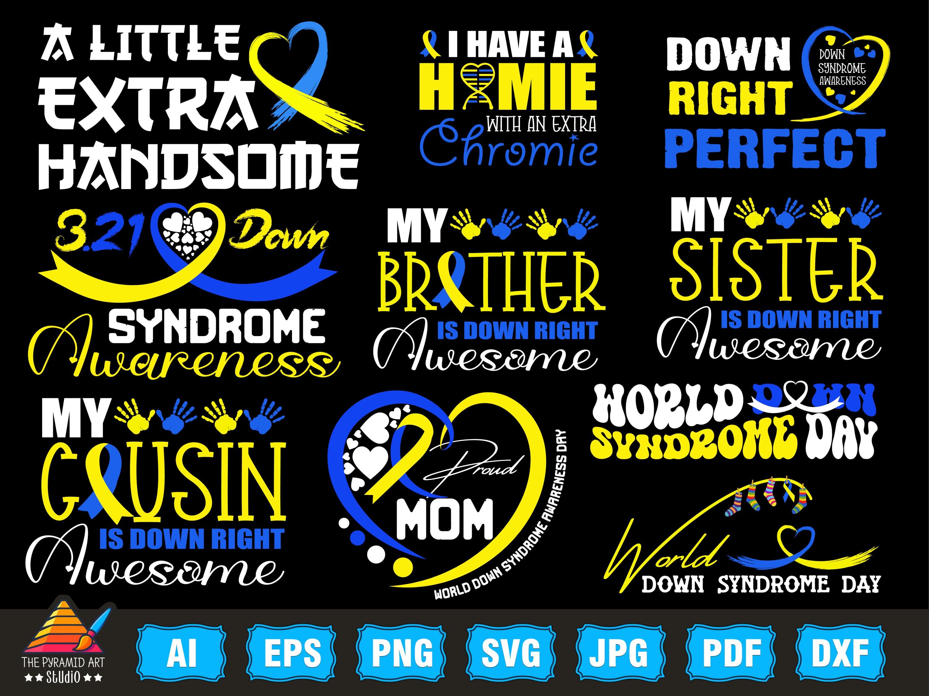 Down Syndrome SVG PNG Bundle, T21 Yellow Blue Ribbon Svg, Awareness ...