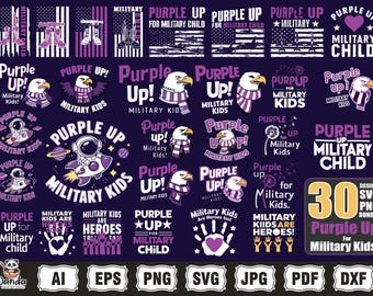 Military svg, Purple Up for Military Child Png Svg Bundle, Military Kids Png, Military Child Awareness, Military Kid Strong, We Wear Purple