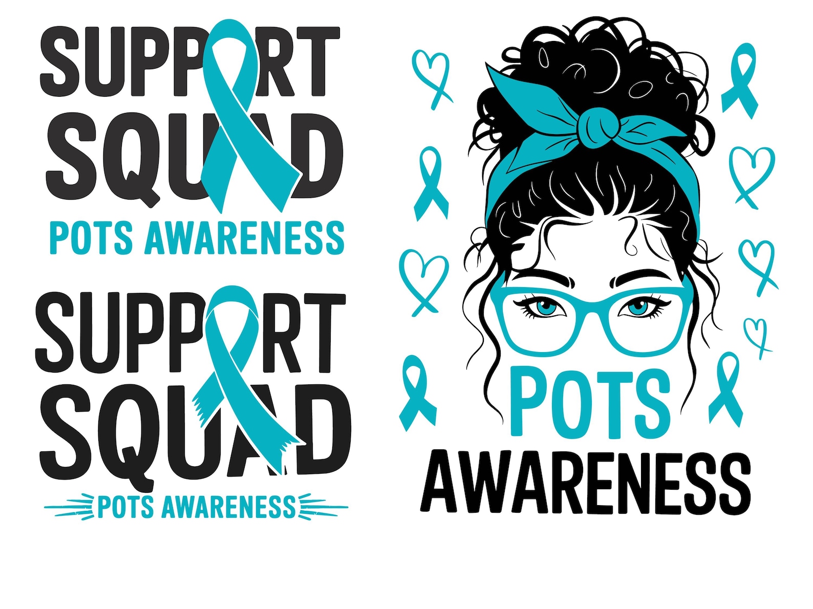 POTS Awareness Svg Png Bundle, Turquoise Ribbon Svg, in October We Wear ...