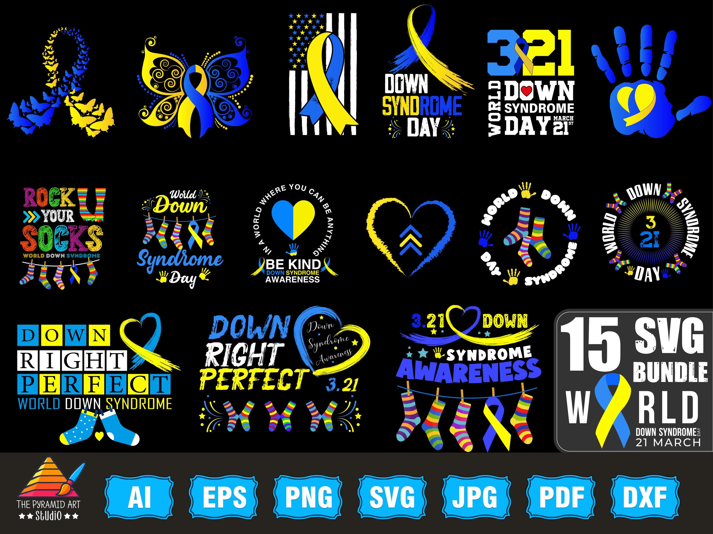 Down Syndrome SVG PNG Bundle, T21 Yellow Blue Ribbon Svg, Awareness ...