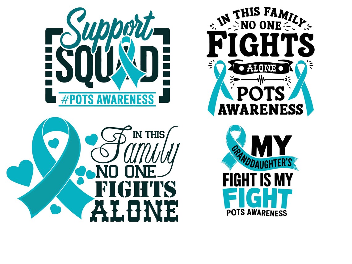 POTS Awareness Svg Png Bundle, Turquoise Ribbon Svg, in October We Wear ...