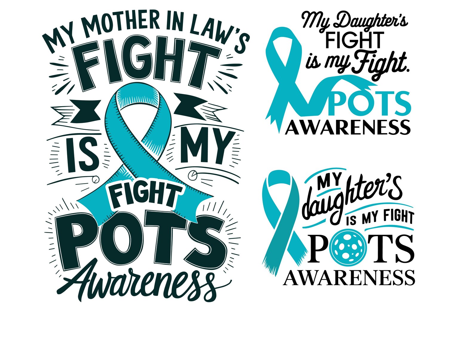 POTS Awareness Svg Png Bundle, Turquoise Ribbon Svg, in October We Wear ...