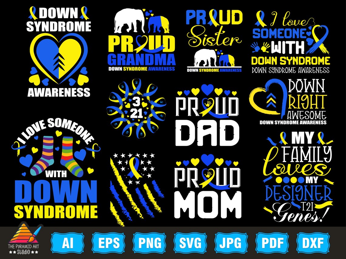 Down Syndrome SVG PNG Bundle, T21 Yellow Blue Ribbon Svg, Awareness ...