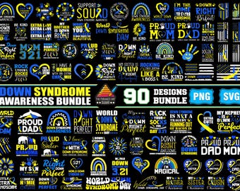 Down Syndrome SVG PNG Bundle, T21 Yellow Blue Ribbon Svg, Awareness ...