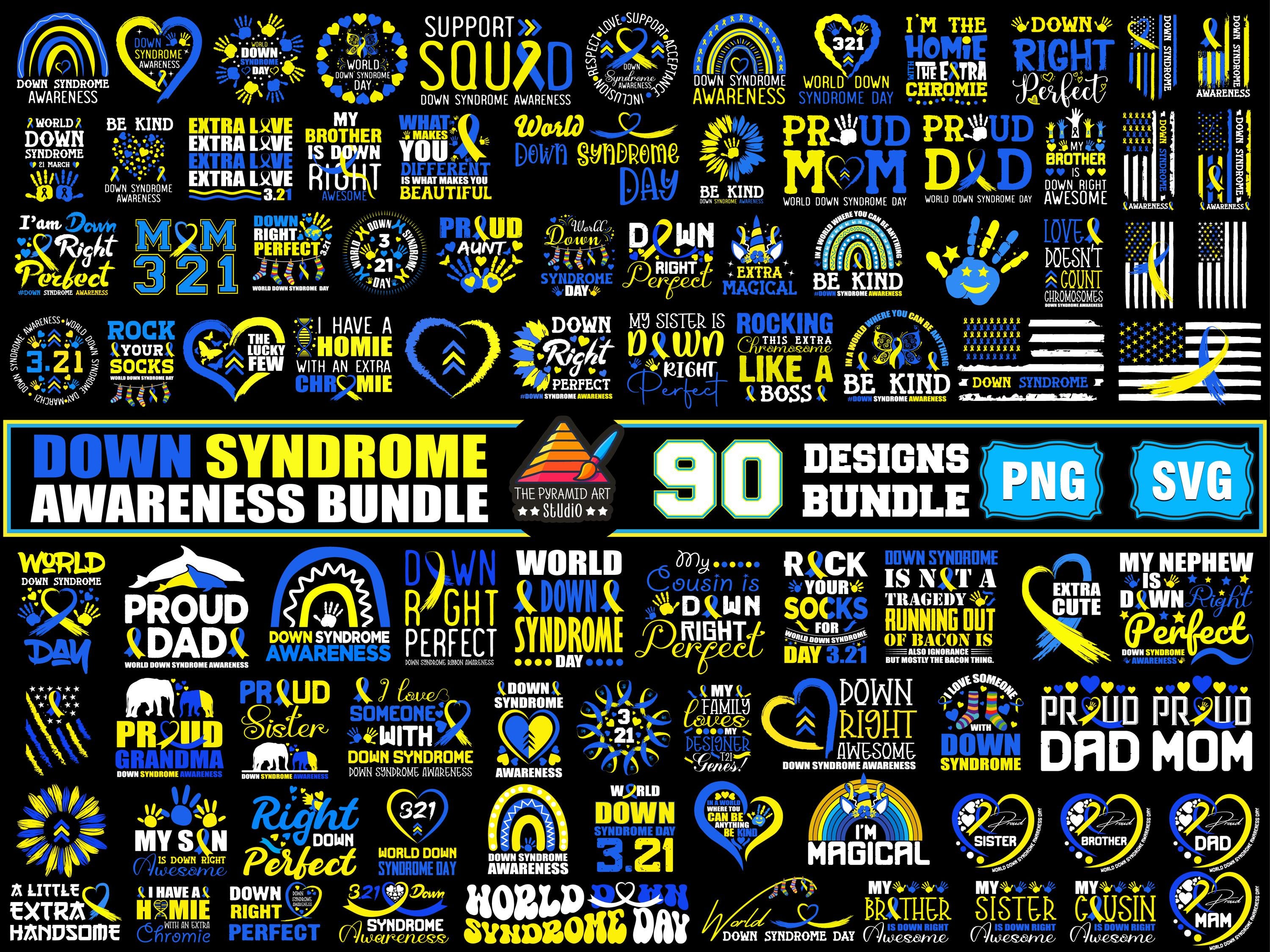 Down Syndrome SVG PNG Bundle, T21 Yellow Blue Ribbon Svg, Awareness ...