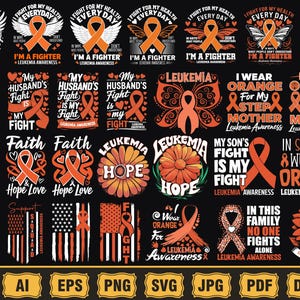 Leukemia Awareness Svg Png Bundle, Orange Ribbon Svg, Leukemia Cancer svg, Family Support Svg, Leukemia Ribbon Svg, Leukemia Support svg png