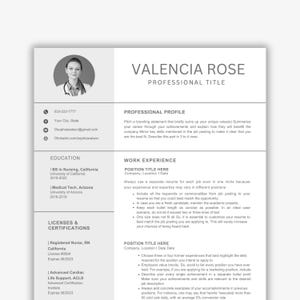 Medical Resume, Nurse Resume Template, RN Resume, LPN Resume, Nursing Resume New Grad, CV Template, Doctor Resume, Medical Resume, Editable