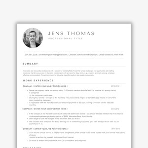 ATS Resume Template with Photo: Minimalist CV Design (Canva PDF) Digital Download