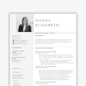 Executive Resume Template with Photo: ATS-Friendly, Minimalist CV (Digital Download, PDF Format)