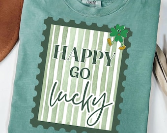 St Patricks Day Happy Go Lucky PNG - Saint Paddys Tshirt Design - Lucky Charm Shirt Graphic Sublimation - Digital Download