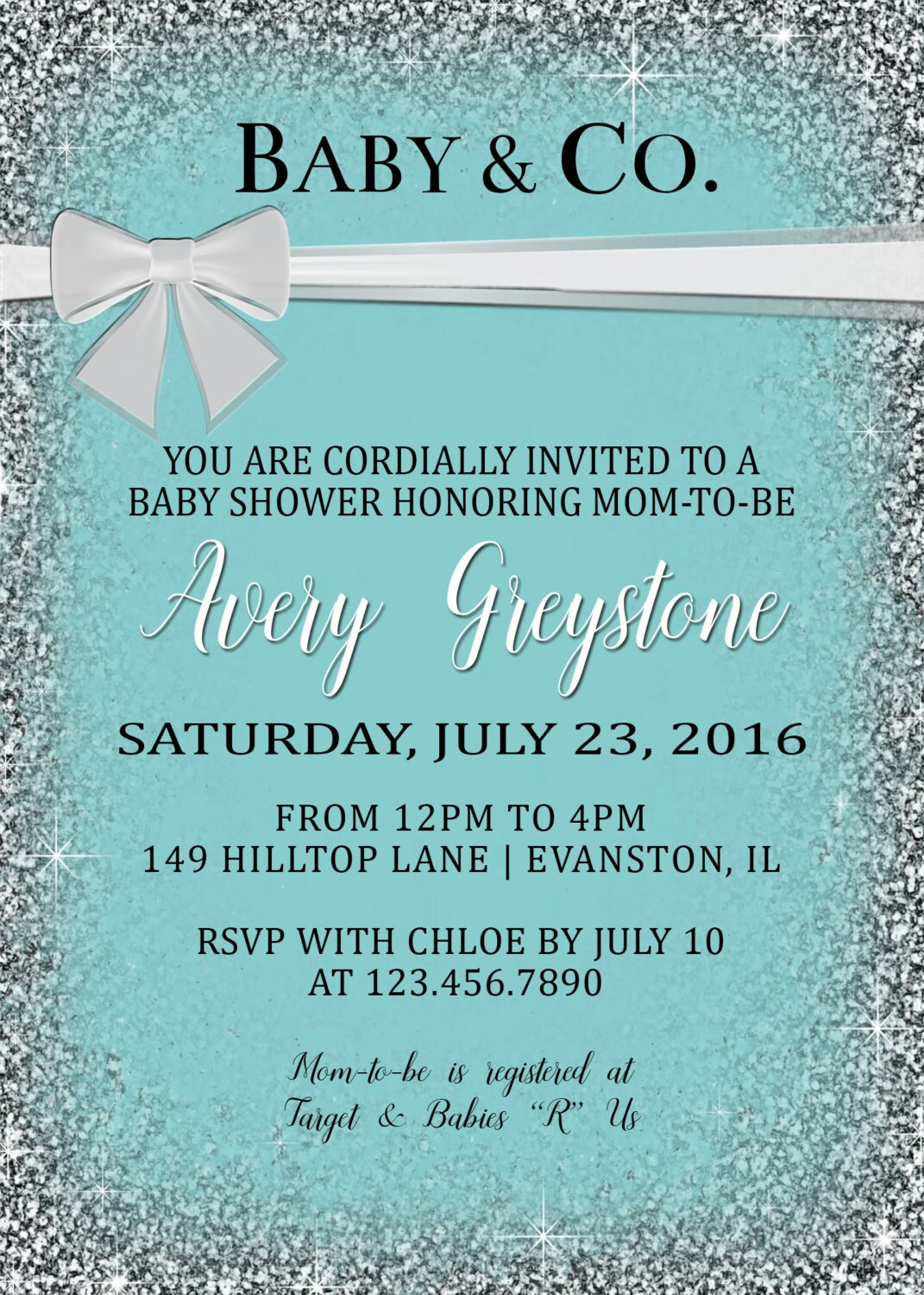 Baby and Co Baby Shower Invitation Girl Baby Shower Etsy