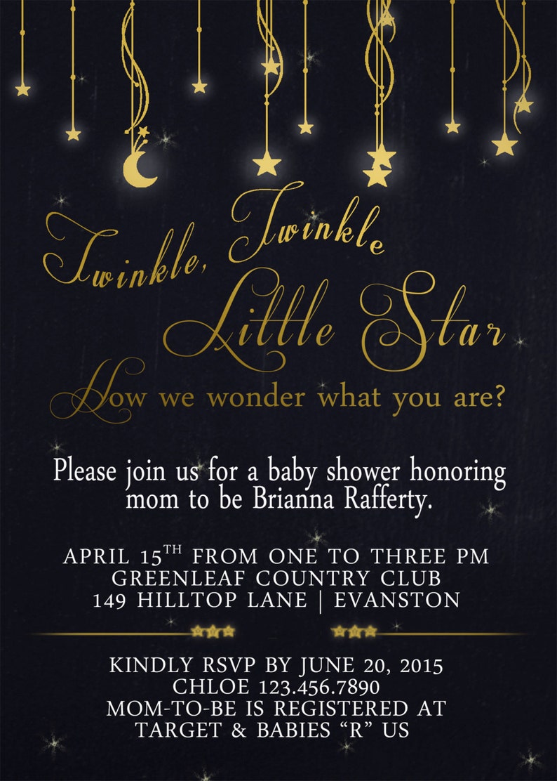Twinkle Twinkle Little Star Shower Invitation Baby Shower Etsy
