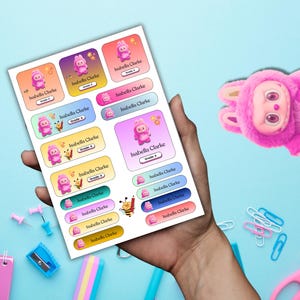 Labubu School Labels: Kawaii Name Tags, Editable Canva Template (Digital Download)