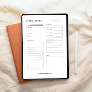 Digital Recipe Book Template Editable Blank Recipe Pages Printable Cookbook Journal Recipe Cards Recipe Planner Kitchen Organizer PDF