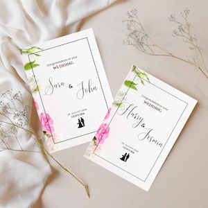 Cartão de felicitações de casamento para impressão Cartão digital para o dia do casamento Cartão de felicitações para recém-casados Cartão elegante de felicitações de casamento para amigos