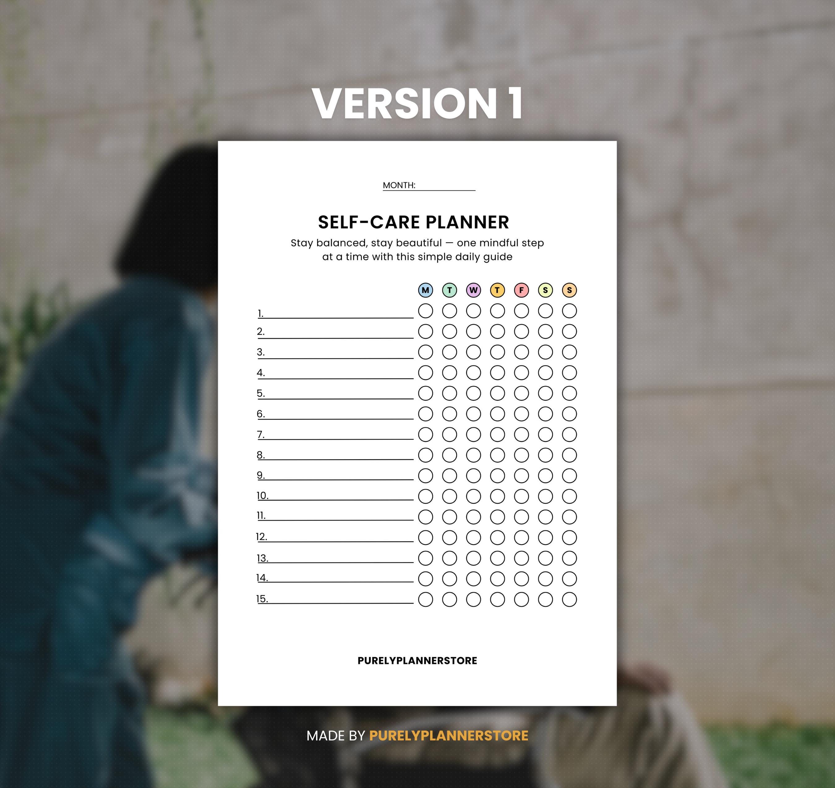 Weekly Self Care Tracker Printable Daily Self Care Checklist Wellness ...