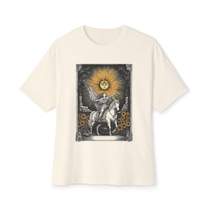Camiseta unisex con la carta del Tarot Esotérico, camiseta extragrande, camiseta cuadrada, camiseta gráfica mística, ropa ocultista