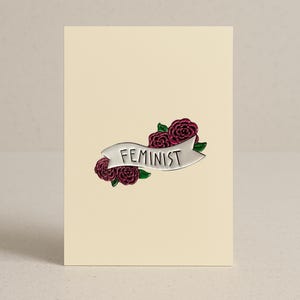 Equality Supporter Pin, Gift for Women, Feminist Enamel Pin, Empowerment with Roses, Floral Advocacy Badge