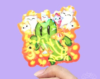 Cactuar Gold Saucer Aufkleber FFXIV 2,5 Zoll Holographisches Vinyl Wasserfest