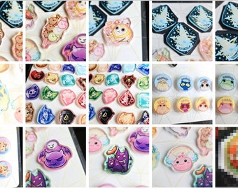 Acryl Pins Mega-Listing: Anxiety/Panic Chil/Bliss FFXIV