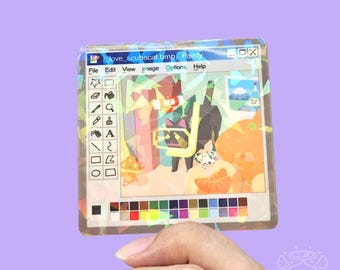 Katamari Scuba Cat 6,5 cm Holographischer Vinyl-Aufkleber Wasserfest