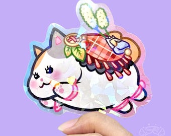 FatCat Sticker FFXIV 6,5 cm Holographisch Vinyl Wasserfest (Fat Cat)