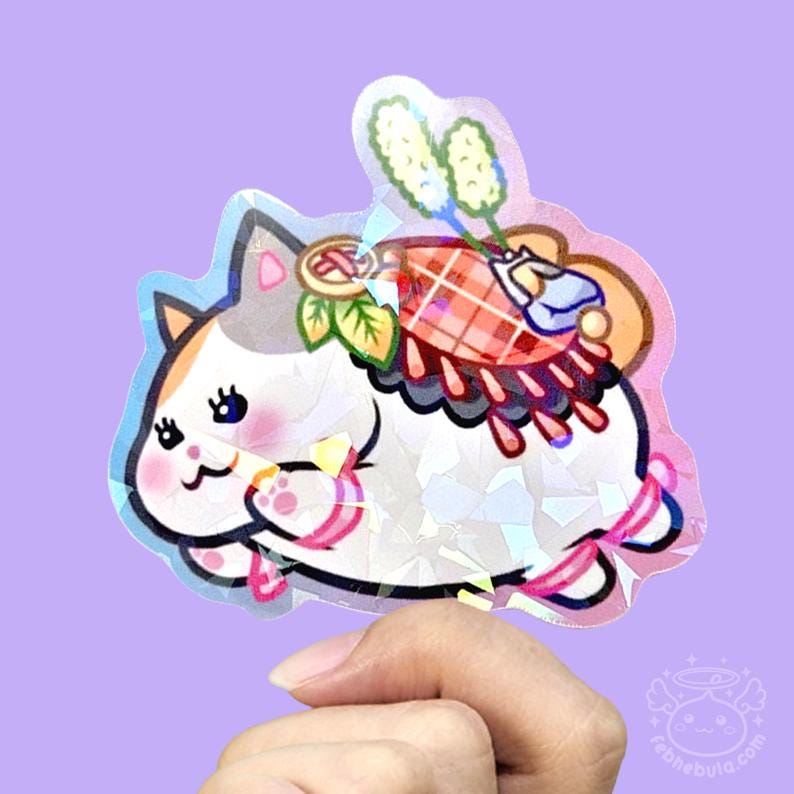 Fatcat Sticker FFXIV 2.5in Holographic Vinyl Water Resistant (fat