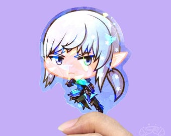 Estinien Sticker FFXIV 6,5 cm Holographisches Vinyl Wasserfest