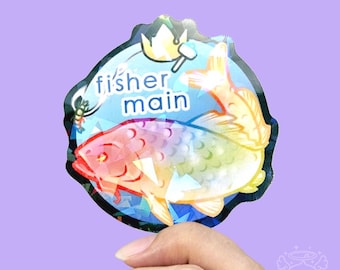 Fischer Main Aufkleber FFXIV 6,5 cm Holographisches Vinyl wasserfest