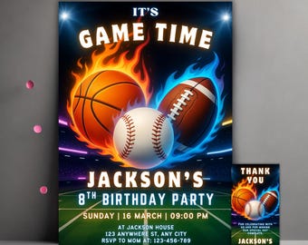 Editable Sports Birthday Invitation, Sports Party Invitation, Sport Theme Invite, All Star Sports Invitation, Instant Download