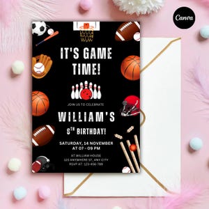 Sports Birthday Invitation, Sports Invitation, Sports Theme Birthday, Sports Theme Invite, Editable Template, Instant Download