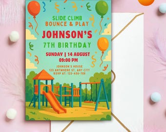 Editable Playground Birthday Invitation, Outdoor Park Party (Instant Download)